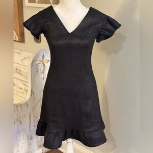 Chic Black Ruffle Sleeve Mini Dress